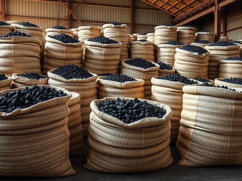 Bulk charcoal sacks prepared for supply and export from Nigeria